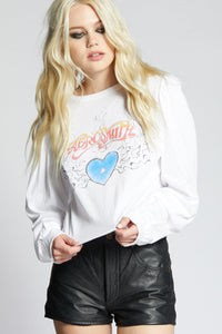 Aerosmith Heart Puff Sleeve Tee by Recycled Karma Brands