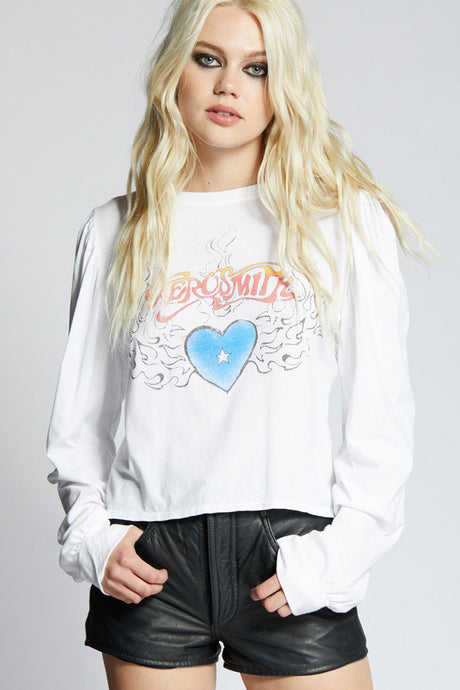 Aerosmith Heart Puff Sleeve Tee by Recycled Karma Brands